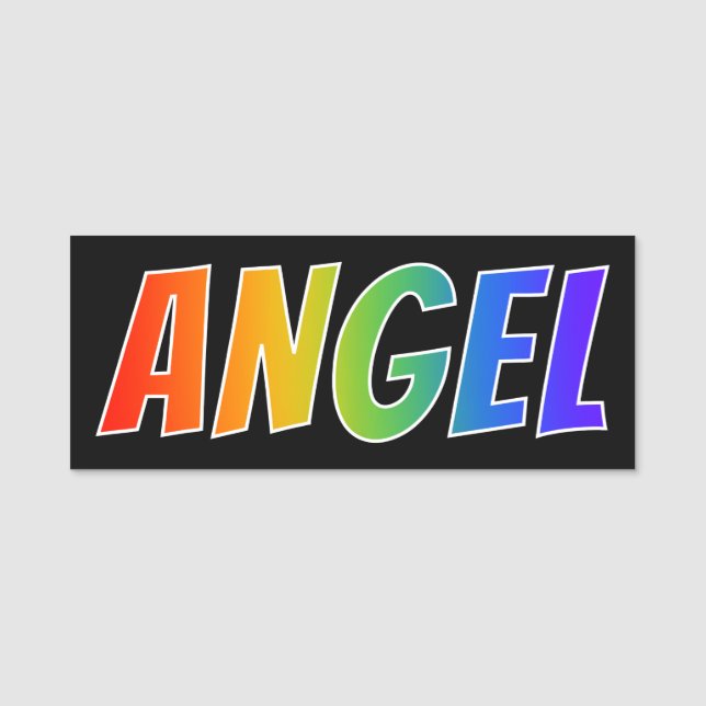 First Name "ANGEL": Fun Rainbow Colouring Tag (Front)