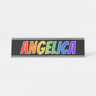 First Name "ANGELICA": Fun Rainbow Colouring Desk Name Plate