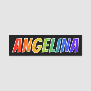 First Name "ANGELINA": Fun Rainbow Colouring Name Tag