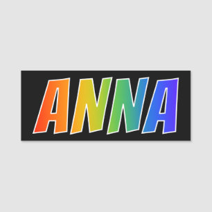 First Name "ANNA": Fun Rainbow Colouring Tag