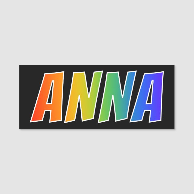 First Name "ANNA": Fun Rainbow Colouring Tag (Front)