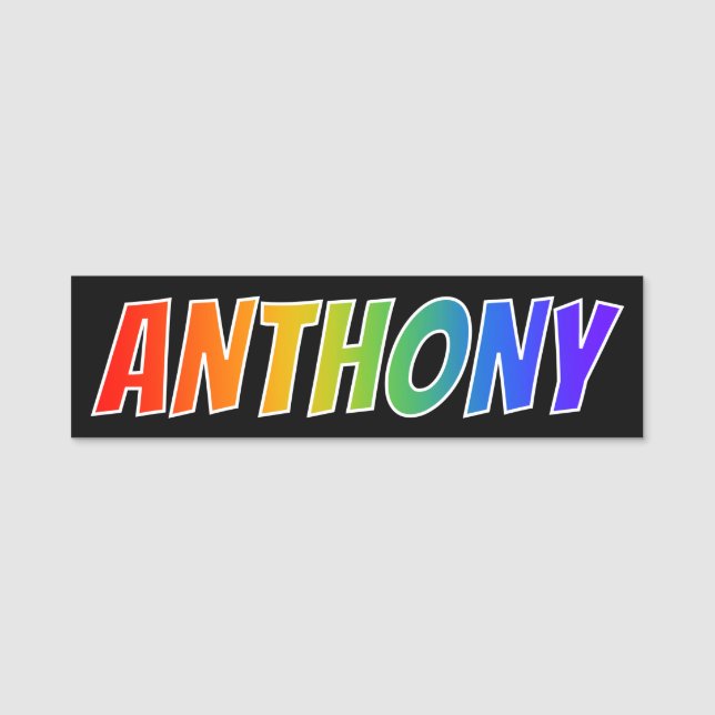 First Name "ANTHONY": Fun Rainbow Colouring Tag (Front)