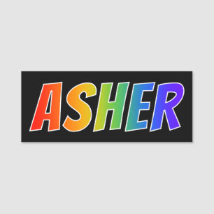 First Name "ASHER": Fun Rainbow Colouring Tag