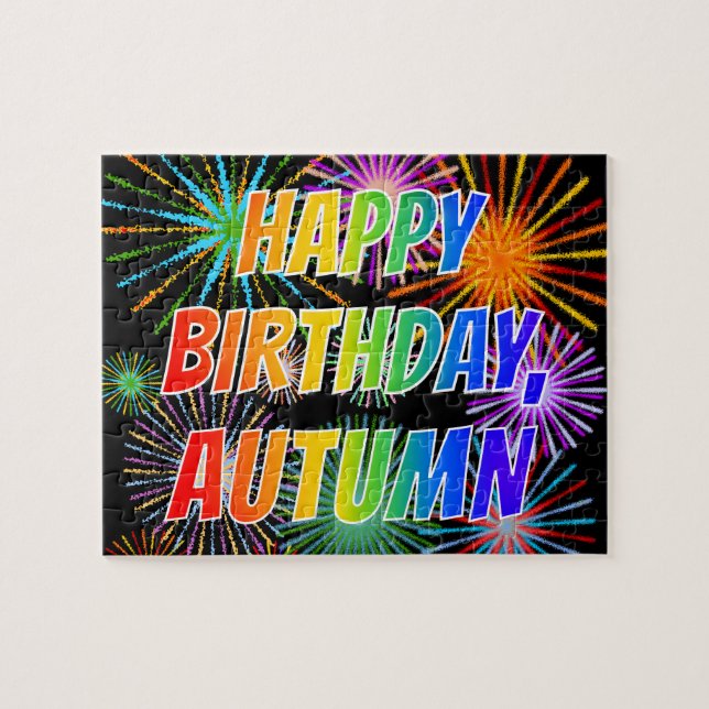 First Name "AUTUMN", Fun "HAPPY BIRTHDAY" Jigsaw Puzzle (Horizontal)