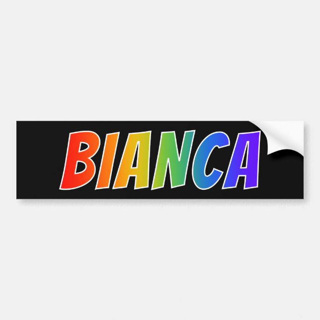 First Name "BIANCA": Fun Rainbow Colouring Bumper Sticker (Front)