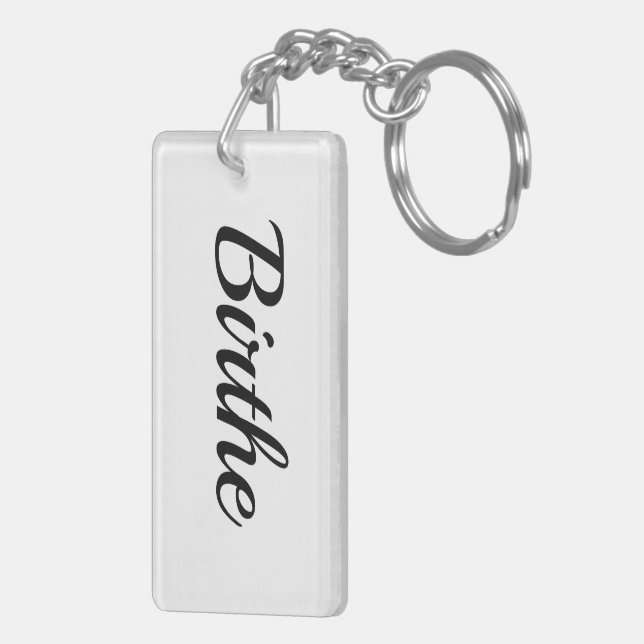 first name Birthe black white Key Ring (Back Right)