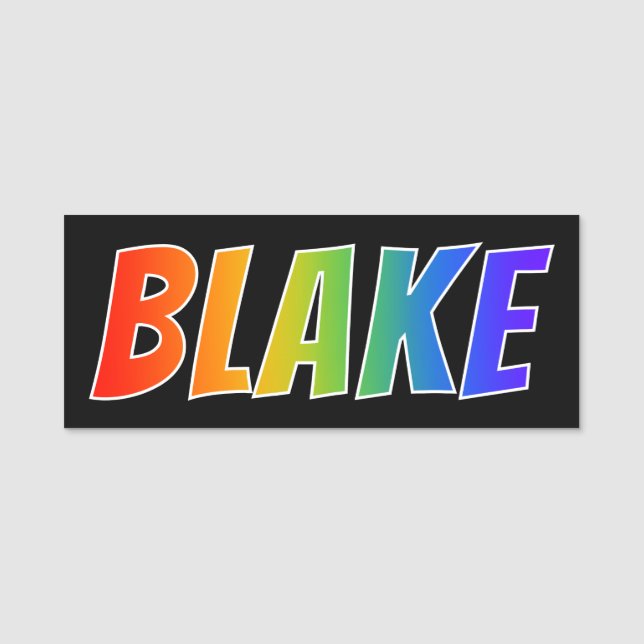 First Name "BLAKE": Fun Rainbow Colouring Tag (Front)