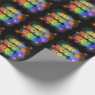 First Name "BRAD", Fun "HAPPY BIRTHDAY" Wrapping Paper