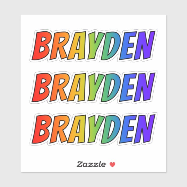 First Name "BRAYDEN" w/ Fun Rainbow Colouring (Sheet)
