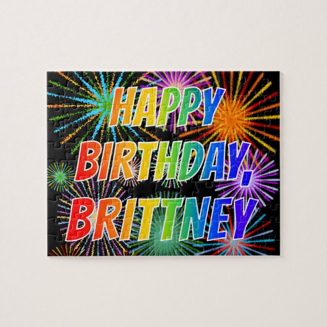First Name "BRITTNEY", Fun "HAPPY BIRTHDAY" Jigsaw Puzzle (Horizontal)
