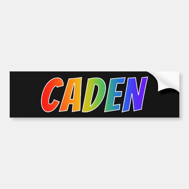 First Name "CADEN": Fun Rainbow Colouring Bumper Sticker (Front)