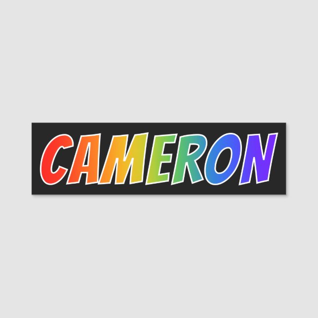 First Name "CAMERON": Fun Rainbow Colouring Tag (Front)