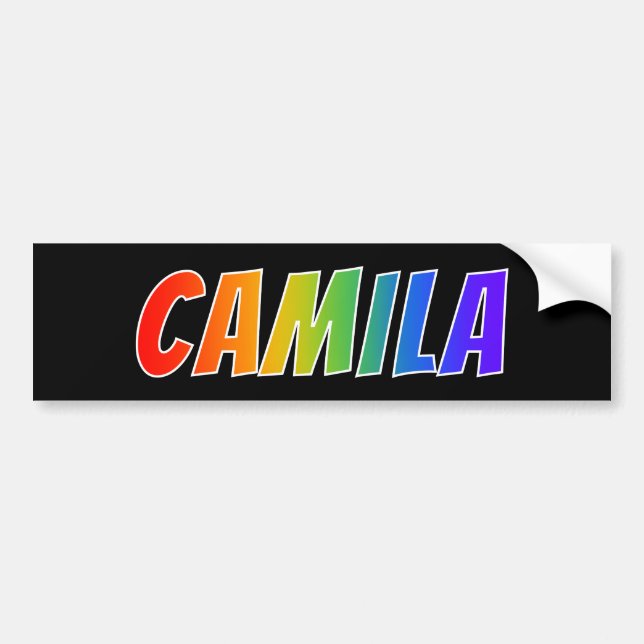 First Name "CAMILA": Fun Rainbow Colouring Bumper Sticker (Front)