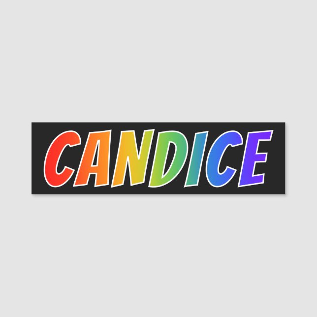 First Name "CANDICE": Fun Rainbow Colouring Tag (Front)