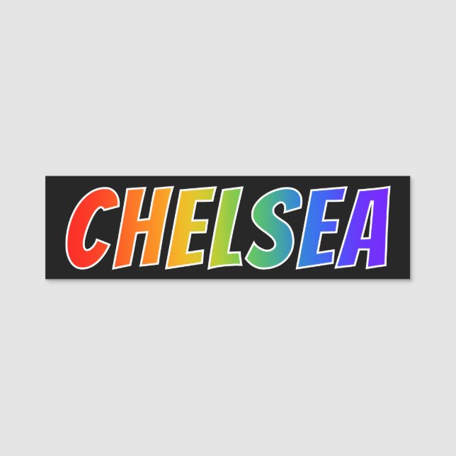 First Name "CHELSEA": Fun Rainbow Colouring Tag (Front)