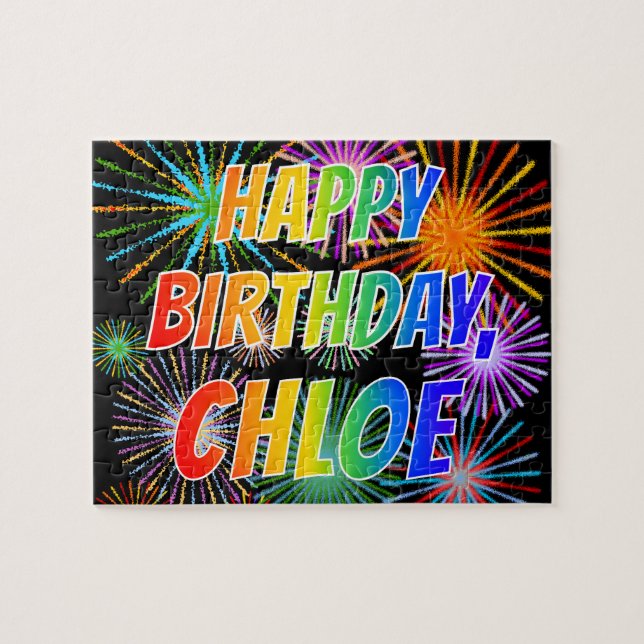 First Name "CHLOE", Fun "HAPPY BIRTHDAY" Jigsaw Puzzle (Horizontal)