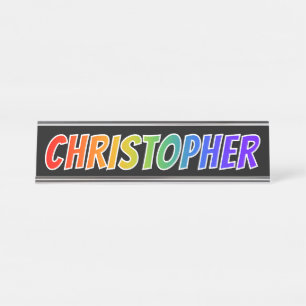First Name "CHRISTOPHER": Fun Rainbow Colouring Desk Name Plate