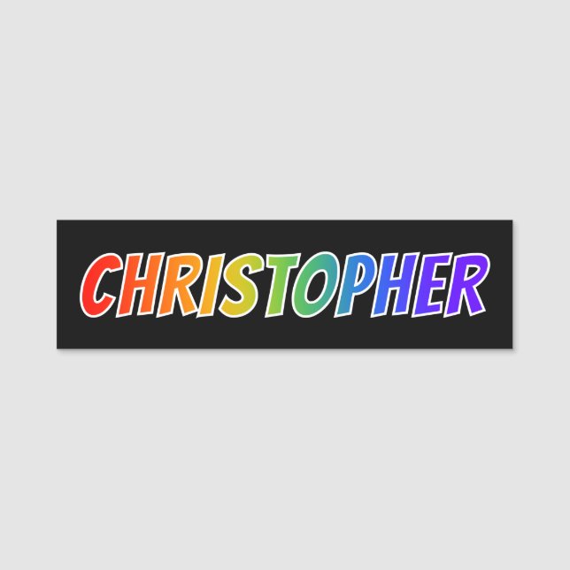 First Name "CHRISTOPHER": Fun Rainbow Colouring Tag (Front)