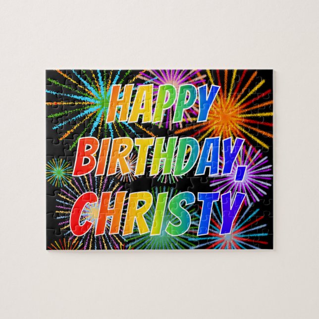 First Name "CHRISTY", Fun "HAPPY BIRTHDAY" Jigsaw Puzzle (Horizontal)
