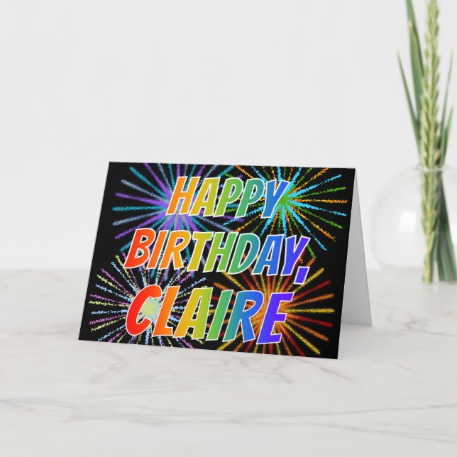 First Name "CLAIRE" Fun "HAPPY BIRTHDAY" Card (Front)