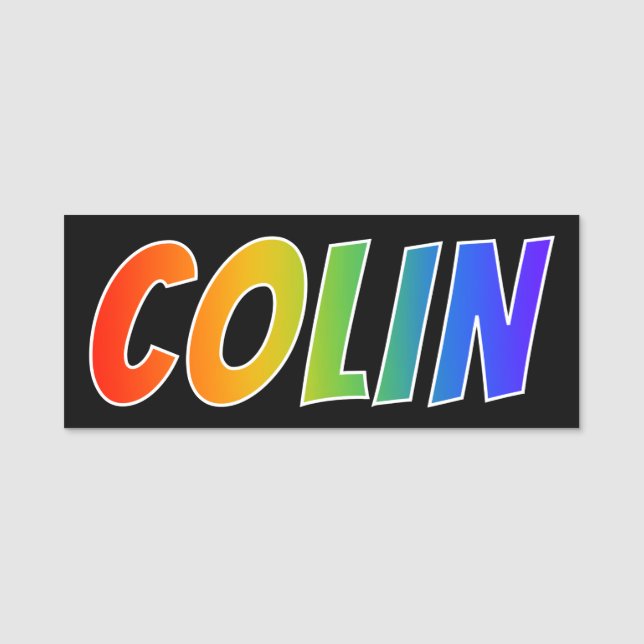 First Name "COLIN": Fun Rainbow Colouring Name Tag (Front)