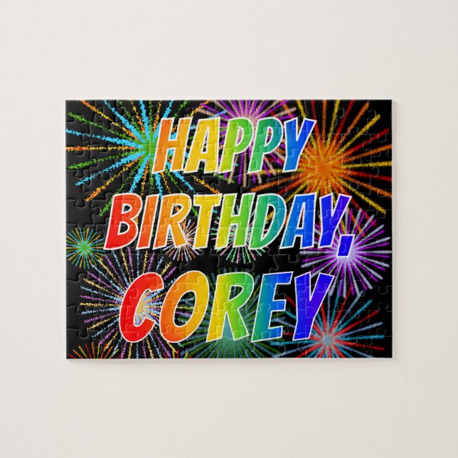 First Name "COREY", Fun "HAPPY BIRTHDAY" Jigsaw Puzzle (Horizontal)