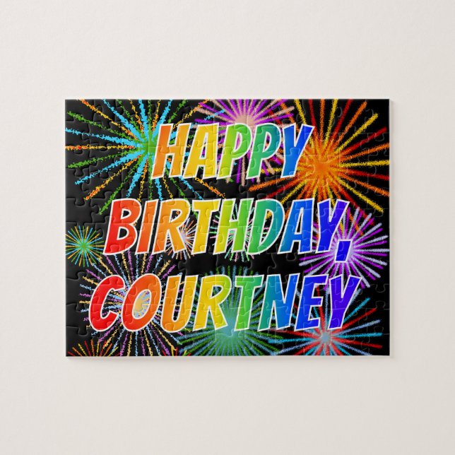 First Name "COURTNEY", Fun "HAPPY BIRTHDAY" Jigsaw Puzzle (Horizontal)
