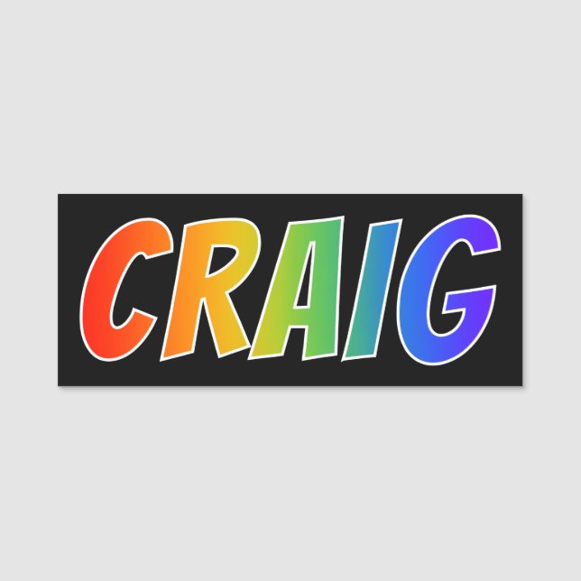 First Name "CRAIG": Fun Rainbow Colouring Tag (Front)