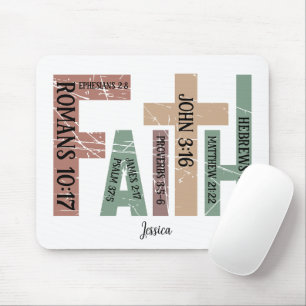 First Name Cute Colourful Bible Verses Typograph Mouse Pad