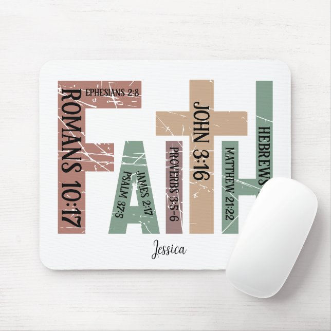First Name | Cute Colourful Bible Verses Typograph Mouse Pad (With Mouse)