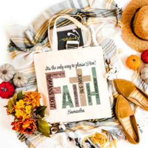 First Name Cute Colourful Bible Verses Typography Tote Bag