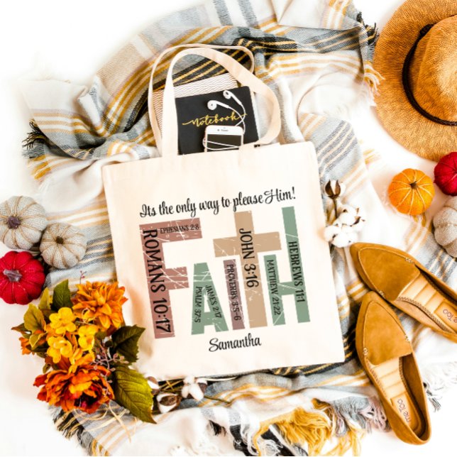 First Name Cute Colourful Bible Verses Typography Tote Bag (Creator Uploaded)