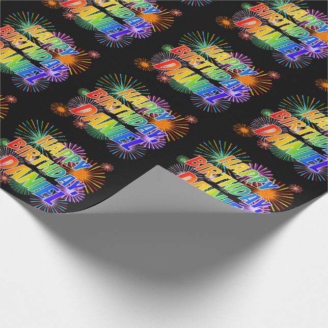 First Name "DANIEL", Fun "HAPPY BIRTHDAY" Wrapping Paper (Corner)