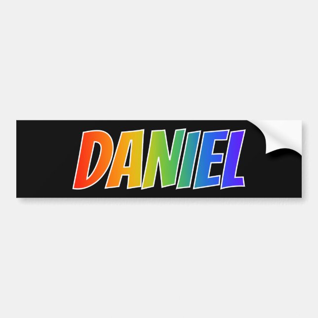 First Name "DANIEL": Fun Rainbow Colouring Bumper Sticker (Front)