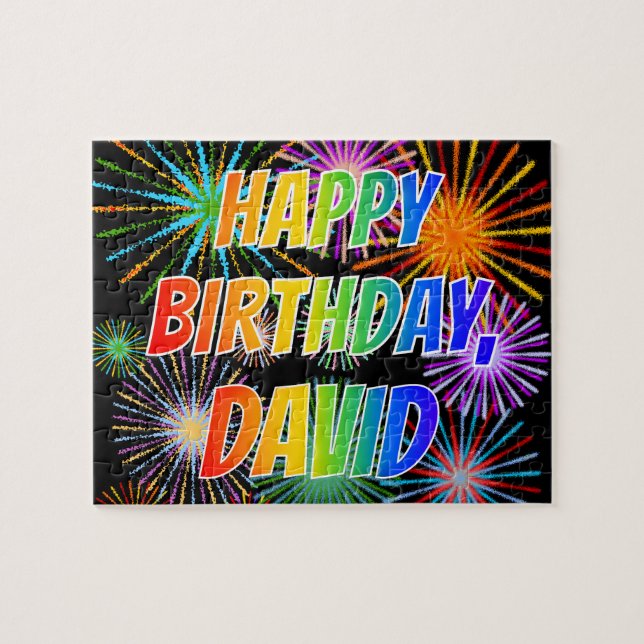 First Name "DAVID", Fun "HAPPY BIRTHDAY" Jigsaw Puzzle (Horizontal)