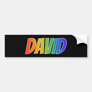 First Name "DAVID": Fun Rainbow Colouring Bumper Sticker