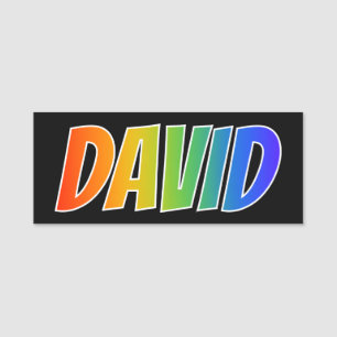 First Name "DAVID": Fun Rainbow Colouring Tag