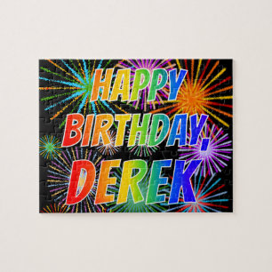 First Name "DEREK", Fun "HAPPY BIRTHDAY" Jigsaw Puzzle