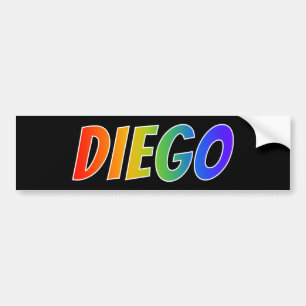First Name "DIEGO": Fun Rainbow Colouring Bumper Sticker