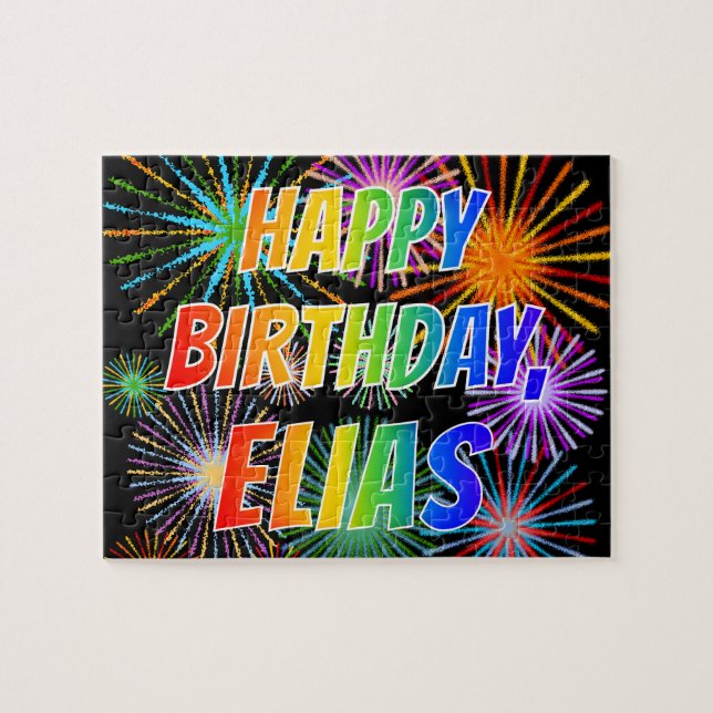 First Name "ELIAS", Fun "HAPPY BIRTHDAY" Jigsaw Puzzle (Horizontal)