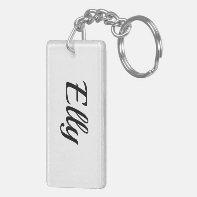 First name Elly black and white Key Ring (Back Right)