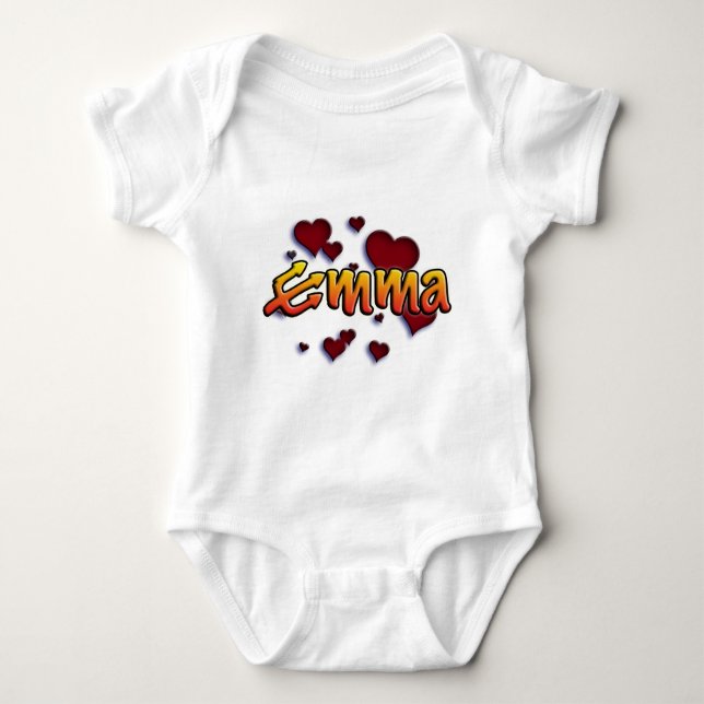 first name Emma with trident e Baby Bodysuit (Front)