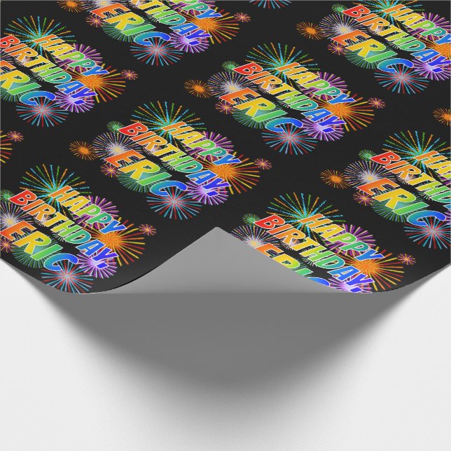 First Name "ERIC", Fun "HAPPY BIRTHDAY" Wrapping Paper (Corner)