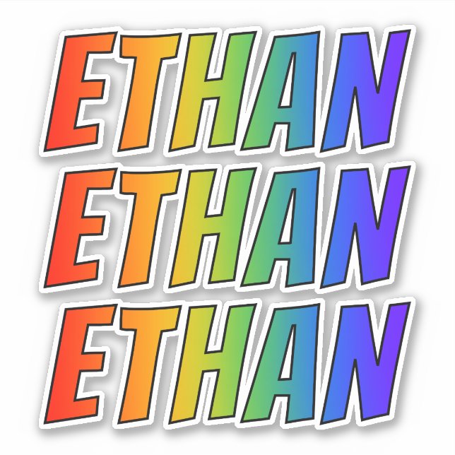 First Name "ETHAN" w/ Fun Rainbow Colouring (Front)