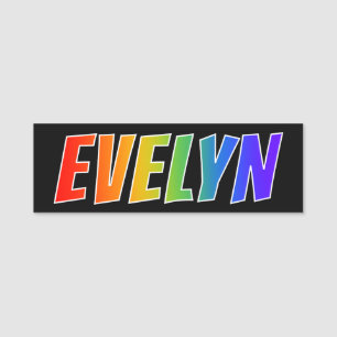 First Name "EVELYN": Fun Rainbow Colouring Tag