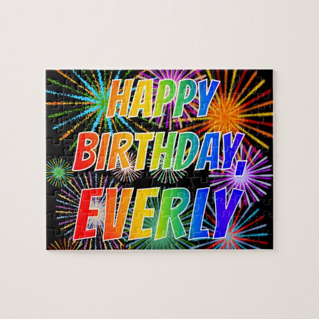 First Name "EVERLY", Fun "HAPPY BIRTHDAY" Jigsaw Puzzle (Horizontal)
