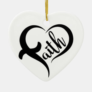 First Name   Faith Inspirational Black Typography Ceramic Ornament