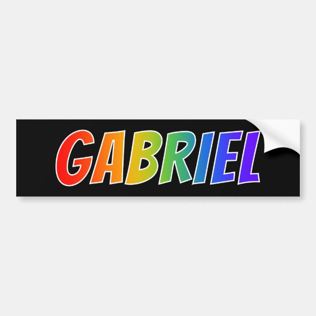 First Name "GABRIEL": Fun Rainbow Colouring Bumper Sticker (Front)