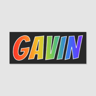 First Name "GAVIN": Fun Rainbow Colouring Tag
