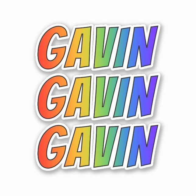 First Name "GAVIN" w/ Fun Rainbow Colouring (Front)